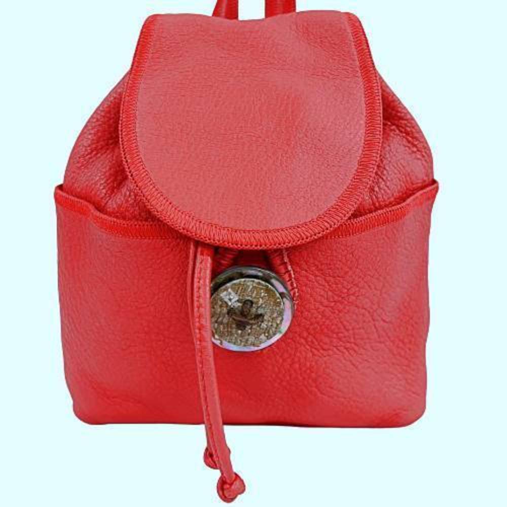 Fendi Mini Red Button Leather Backpack Bag - image 1